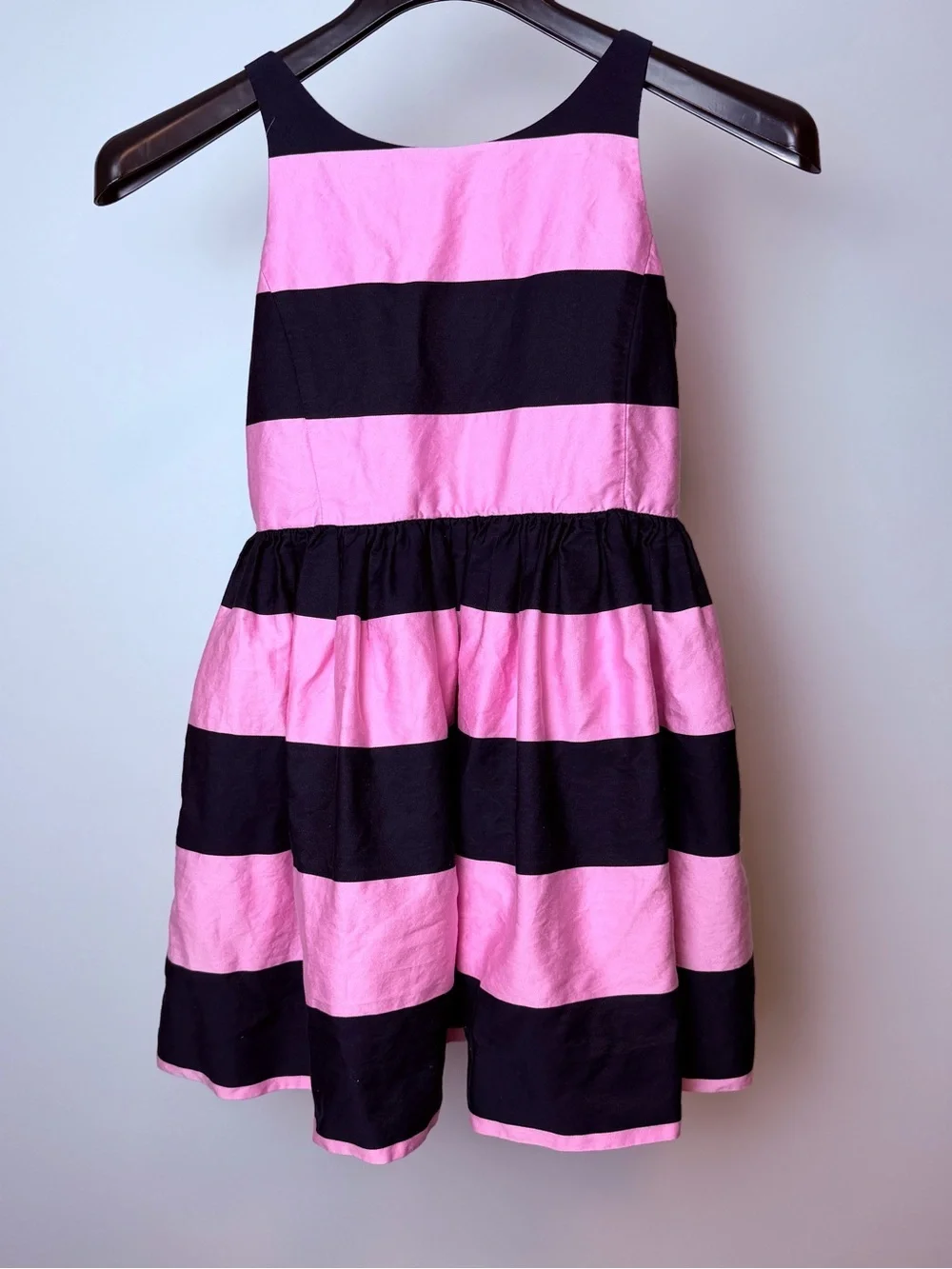 Ralph Lauren Pink and Navy Blue Striped Cotton Dress - Girls